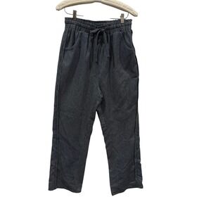 Doe and Rae Black White Pinstripe Straight Leg Elastic Waist Pants Small